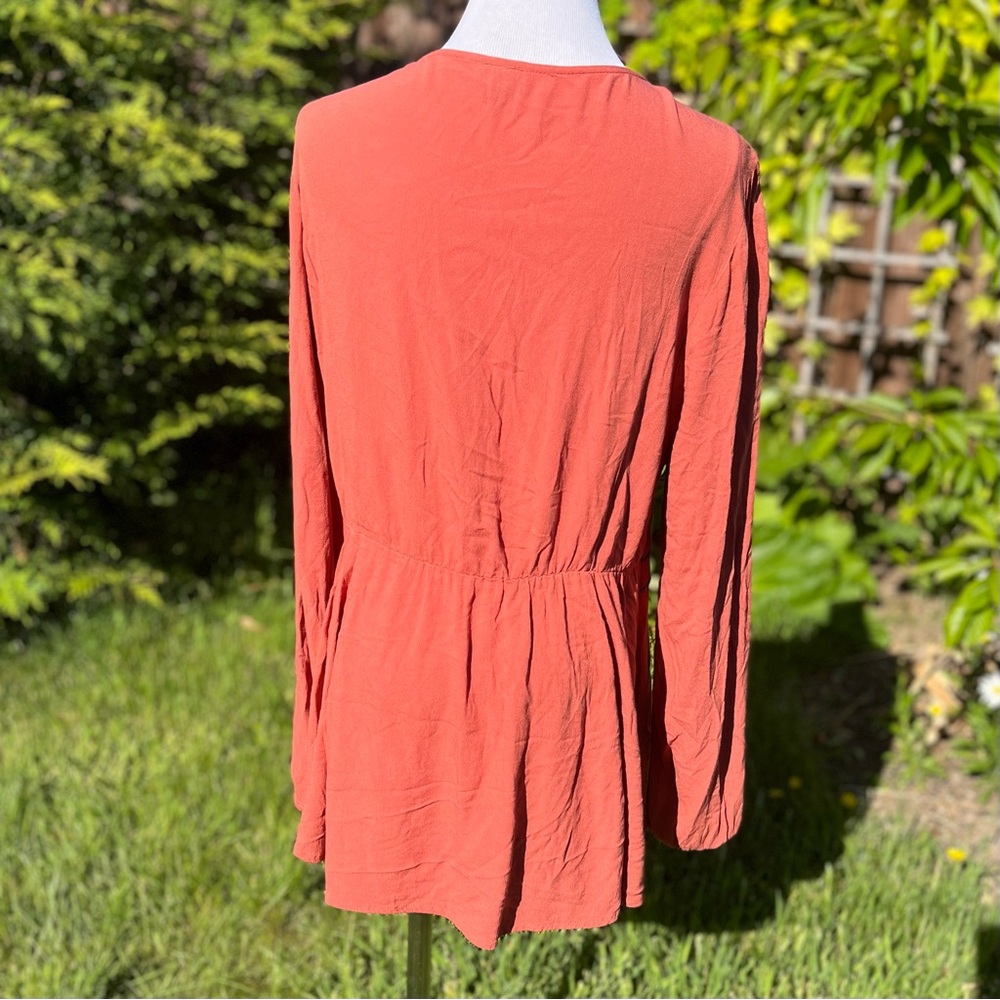 TORRID Babydoll Rayon Crepe Embroidered Lace-Up Top Sz 0 Large Airy Boho Comfy - Picture 4 of 11
